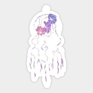 Single Line - Flower Catcher (White) Sticker